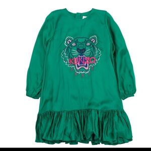 Kenzo Emerald Green Dress with Tiger Motif size 10 girls